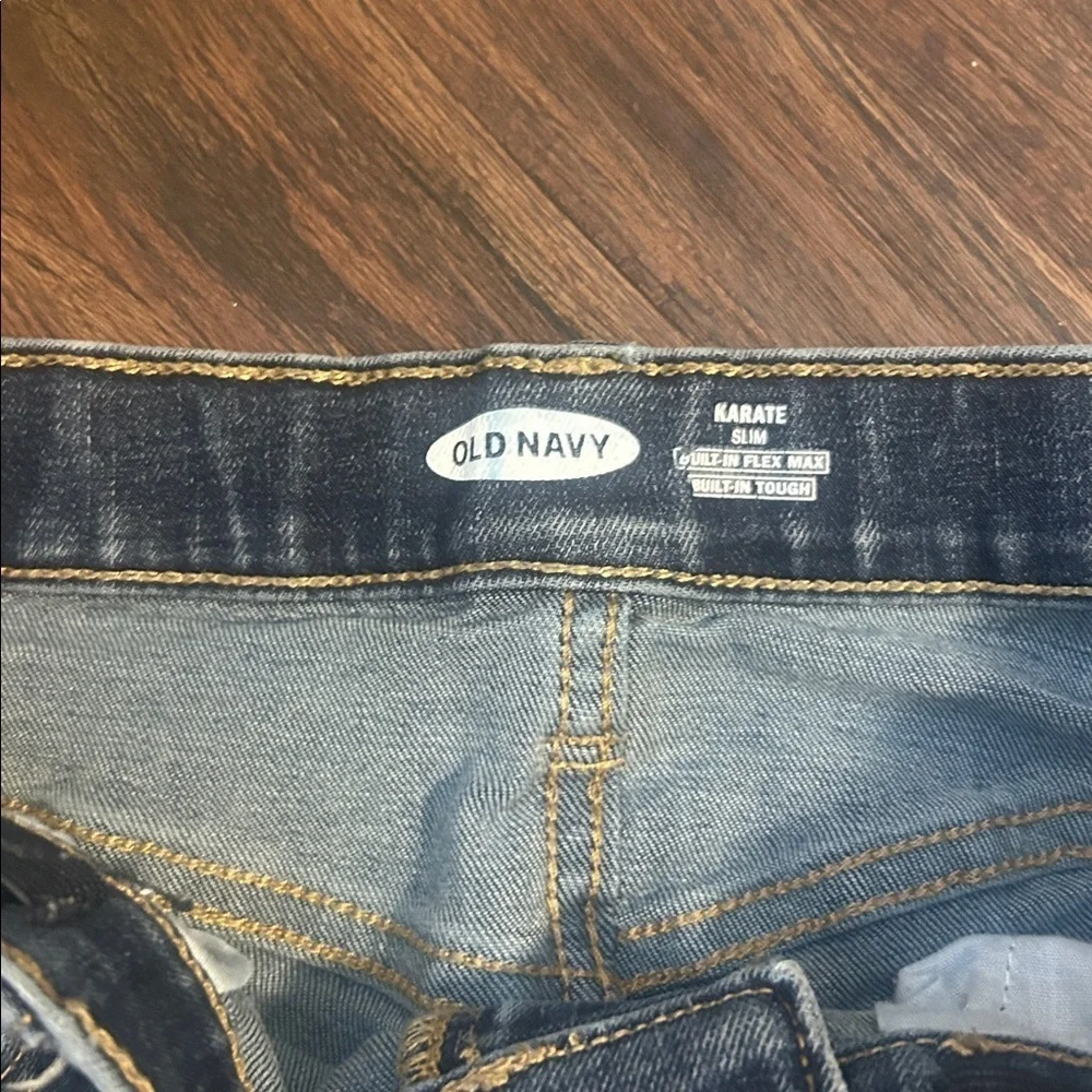 Old Navy Karate slim adjustable indigo island blue jeans size 14